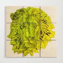 Golden Majestic Lion's Head Wood Wall Art