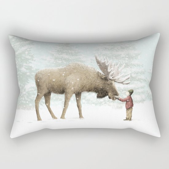 Winter Moose Rectangular Pillow