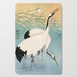 Two Cranes, 1936 by Ohara Koson Cutting Board