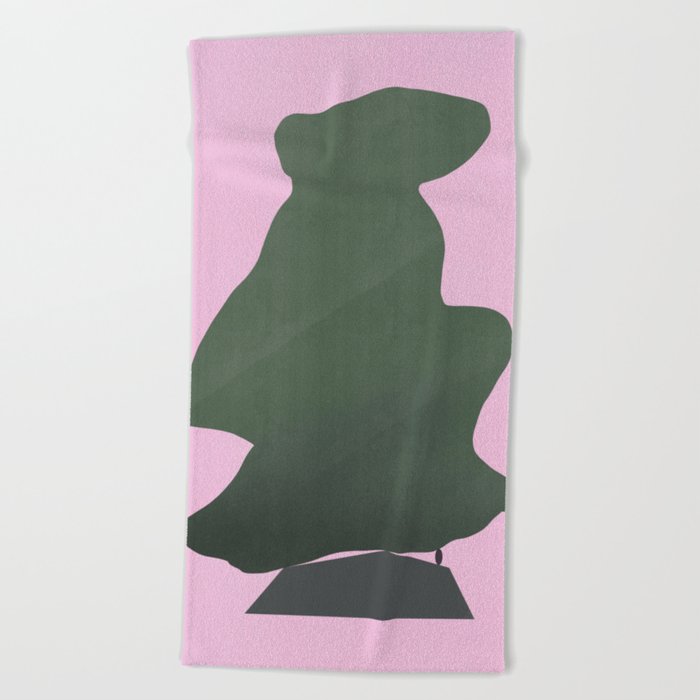 Stone sculpture in olive green Beach Towel