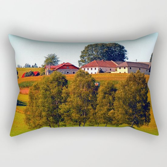 Guardian trees in front of a farm Rectangular Pillow