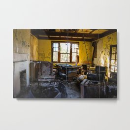 Yellow Decay Metal Print | Grunge, Urbex, Furniture, Old, Color, Hdr, Photo, Antique, Abandoned, Digital 