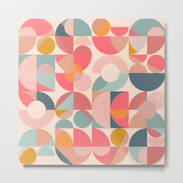 Mid Century Geometry N. 01. Metal Print | Pink, Turquoise, Geometry, Digital, Nursery, Texture, Retro, Geometrical, Modernism, Vintage 