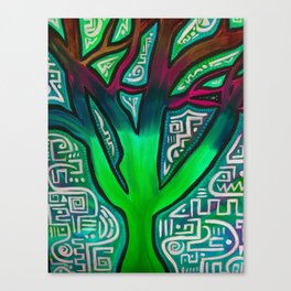 Tree of Life - Neon Green Canvas Print
