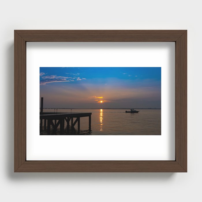 Bay Sunset Ocean City Recessed Framed Print