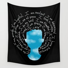 Serene Skies Positive Affirmations Female Silhouette Wall Tapestry