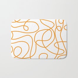 Doodle Line Art Pattern | Orange on White Bath Mat | Doodled, Graphicdesign, Boldlines, Scribbled, Midcenturymodern, Orange, Graphiclines, Scandinavian, Dorm, Doodle 