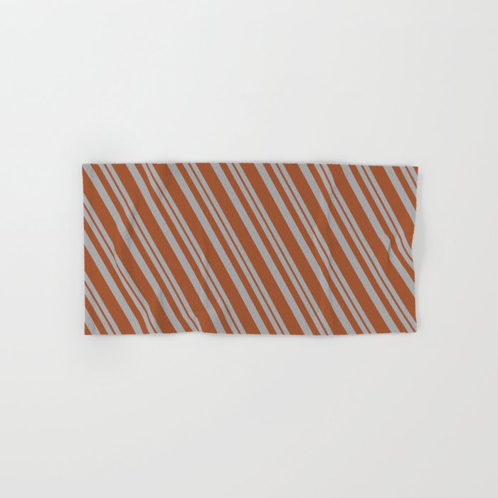 Dark Gray and Sienna Colored Stripes Pattern Hand & Bath Towel
