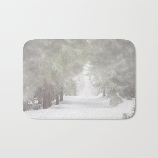 Enchanted forest - Winter Snow Wood Trees Bath Mat