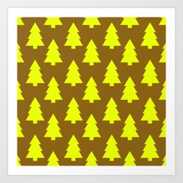 Christmas Tree Pattern in Dark Gold Yellowish Brown and Yellow Art Print | Beige, Pattern, Fire, Shades, Chocolate, Rays, Shade, Trees, Yellow, Brown 