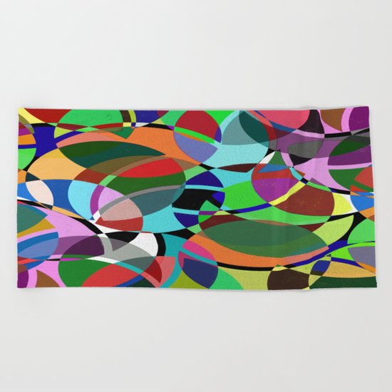 Pastel Pieces II - Abstract, textured, pastel, arcs and circles design Beach Towel