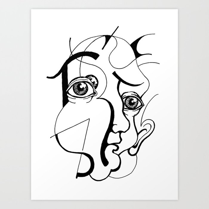 Abstract Man Face Art Print By Giorgio Caf Society6
