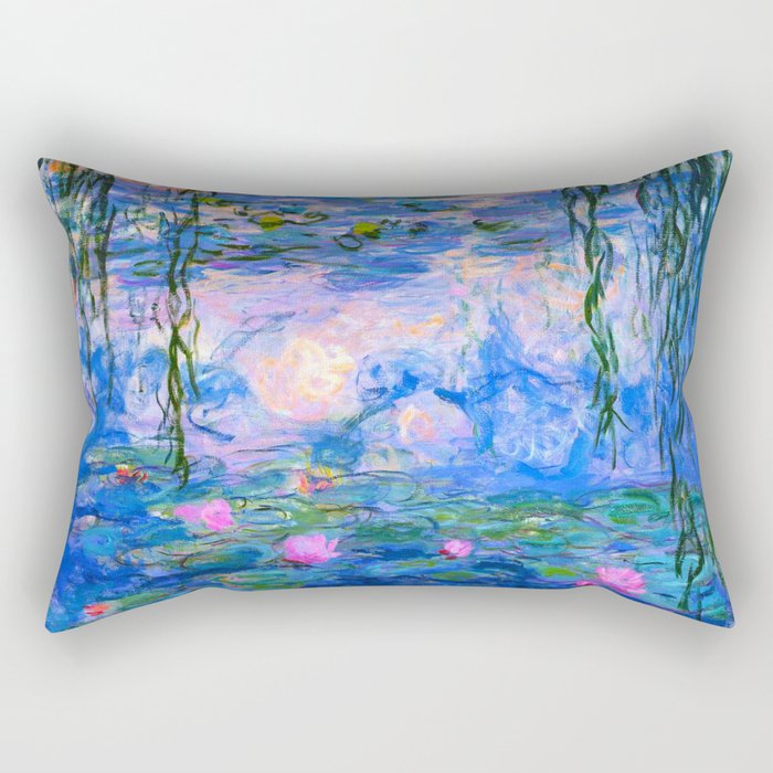 Water Lilies Claude Monet Restored Rectangular Pillow