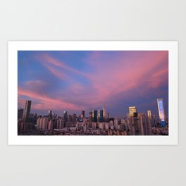 city architecture buildings sunset evening Art Print