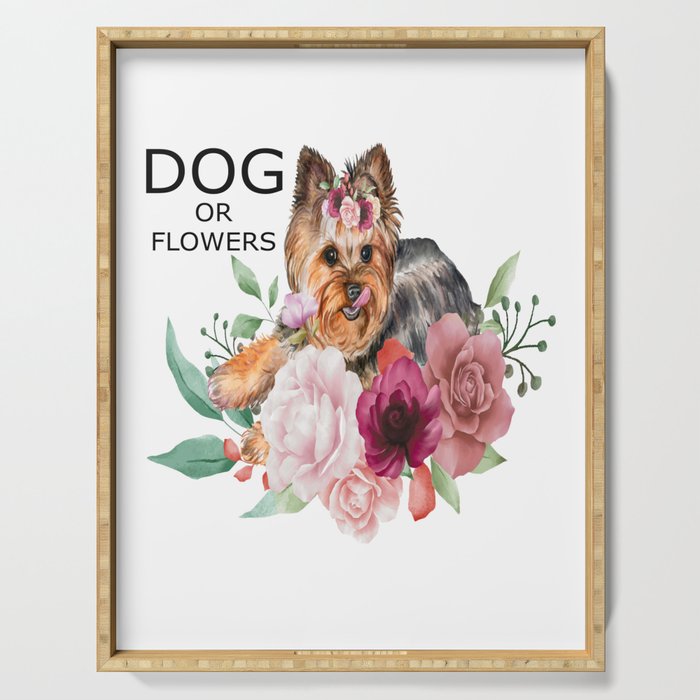 Flowers Dog Serving Tray