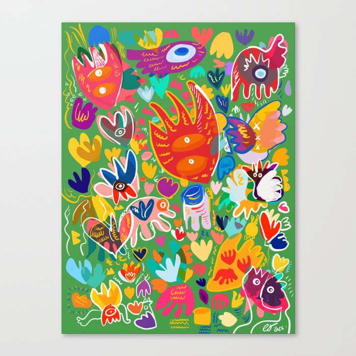 Welcome May Abstract Graffiti Nature and Flowers Pattern Canvas Print
