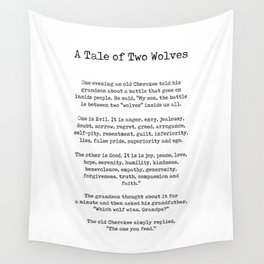 A Tale of Two Wolves - Native American Story on Good and Evil - Typewriter Print 1 Wall Tapestry