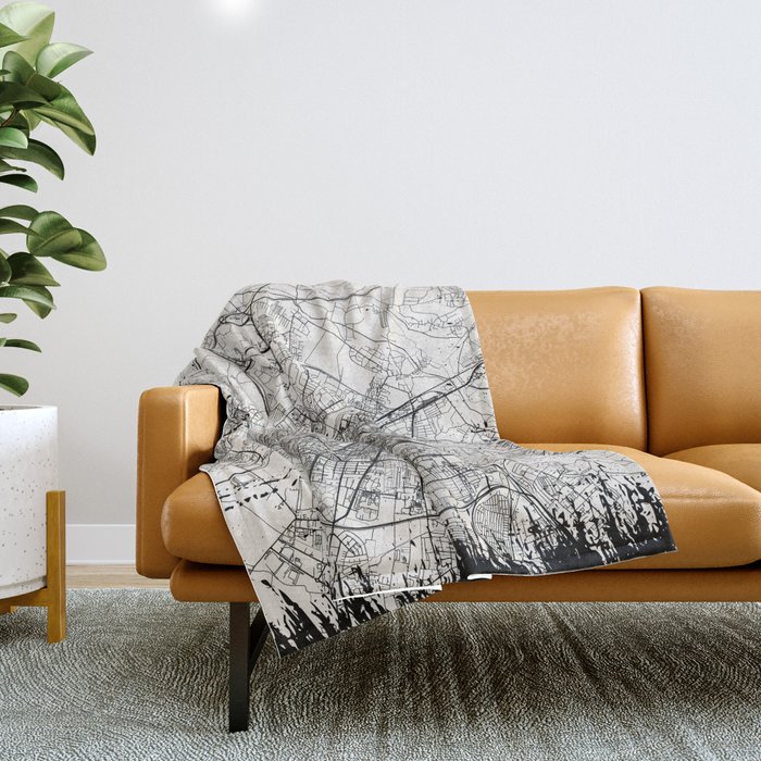 Wroclaw, Poland - Vintage city Map - Wroclove Throw Blanket