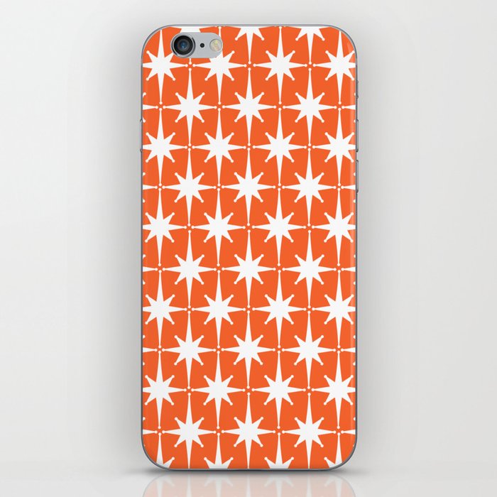 Midcentury Modern Atomic Starburst Pattern in Orange and White iPhone Skin