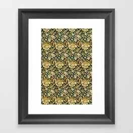 Vintage William Morris Green and Yellow Chintz Framed Art Print