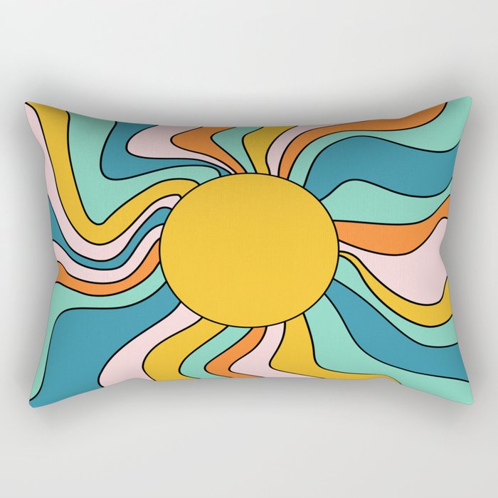 Retro 70s Colorful Sunshine Rectangular Pillow