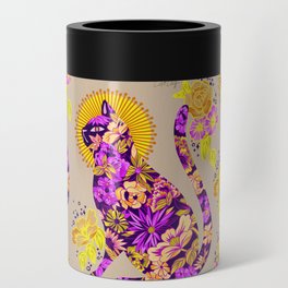 Porcelain Cat – Plum & Yellow Can Cooler