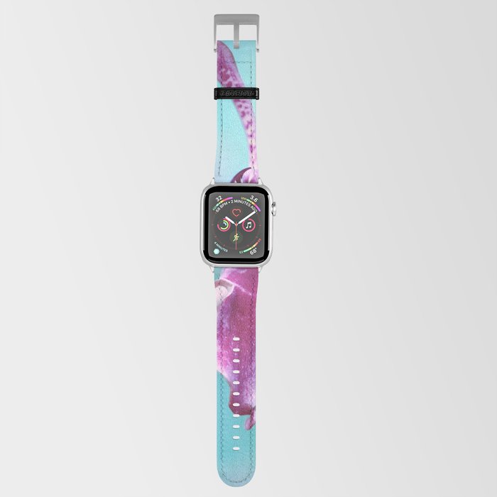 Orchid In Purple And Turquoise Blue  Apple Watch Band