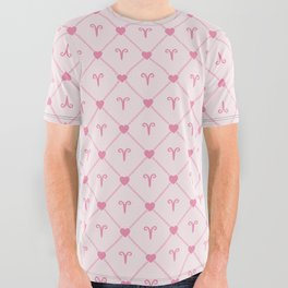 Pink Aries love chains symbol pattern. Digital Illustration Background All Over Graphic Tee