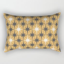 Midcentury Modern Atomic Starburst Pattern Muted Mustard Gold, Charcoal Gray, and Cream Rectangular Pillow