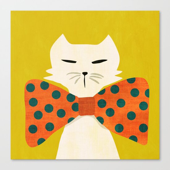 Cat with incredebly oversized humongous bowtie Canvas Print