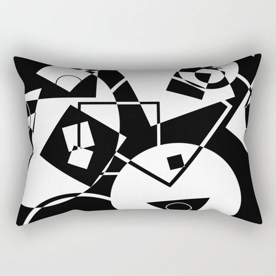 Simply Black And white - Abstract, geometric, retro, black and white random pattern Rectangular Pillow