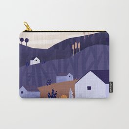 Country vibe and houses in a purple landscape Carry-All Pouch
