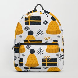 Christmas Pattern Yellow Black Gifts Bell Backpack