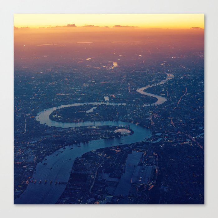 Great Britain Photography - Winding River Going Through London In The Sunset Canvas Print