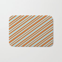 [ Thumbnail: Chocolate & Powder Blue Colored Stripes/Lines Pattern Bath Mat ]