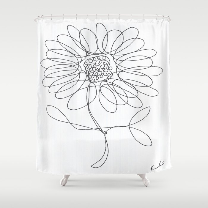 Daisy - White Shower Curtain