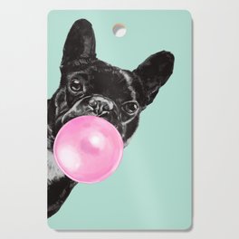 Bubble Gum Sneaky French Bulldog in Green Cutting Board