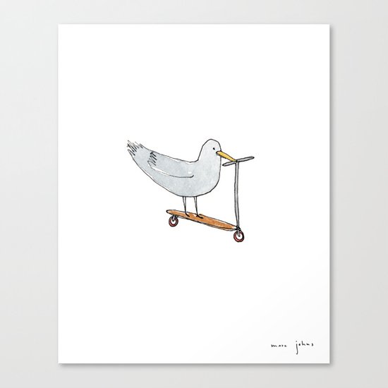 bird on a scooter Canvas Print