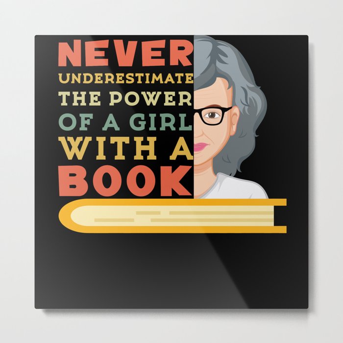 Power Of Girl With A Book Reading Bookworm Metal Print