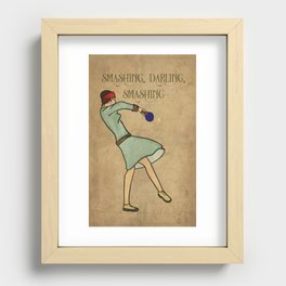 Smashing in Table Tennis, Vintage Inspired Sporting Woman Recessed Framed Print