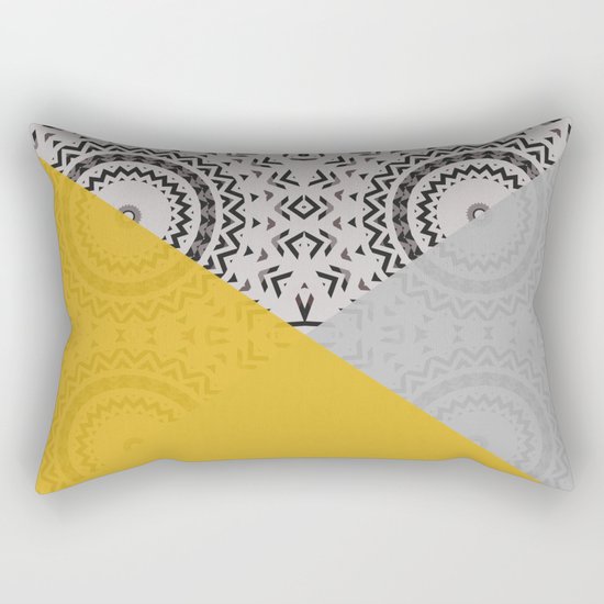 Yellow and Grey Triangles Rectangular Pillow