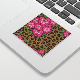 Floral leopard print Sticker