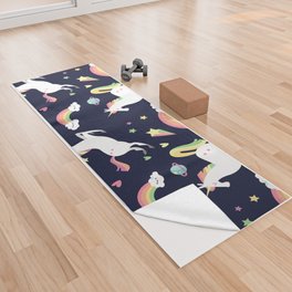 Hand drawn unicorn pattern Yoga Towel