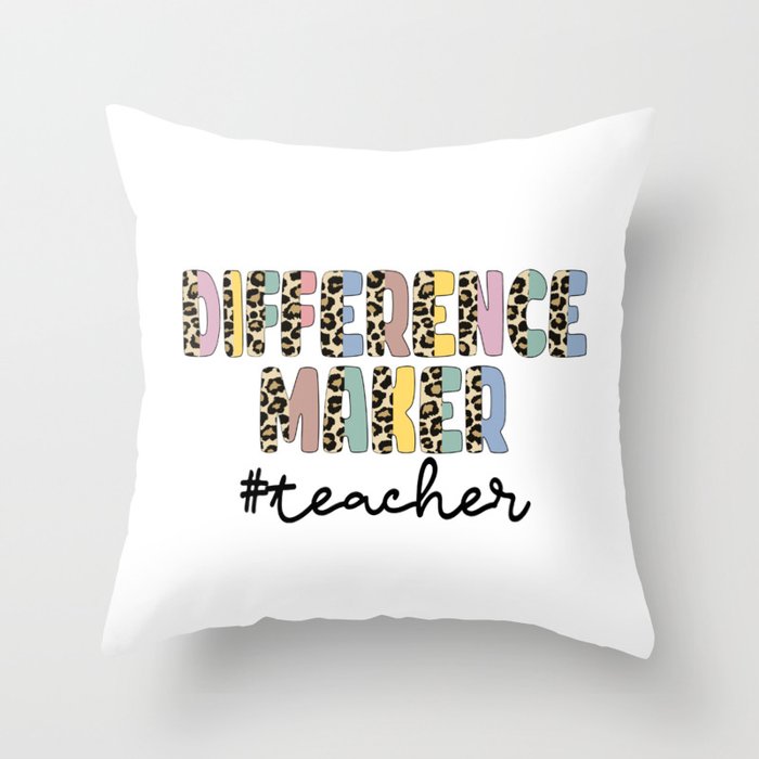 Teacher motivational half leopard fonts Throw Pillow