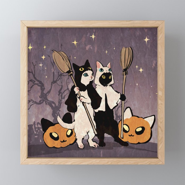 halloween cats Framed Mini Art Print
