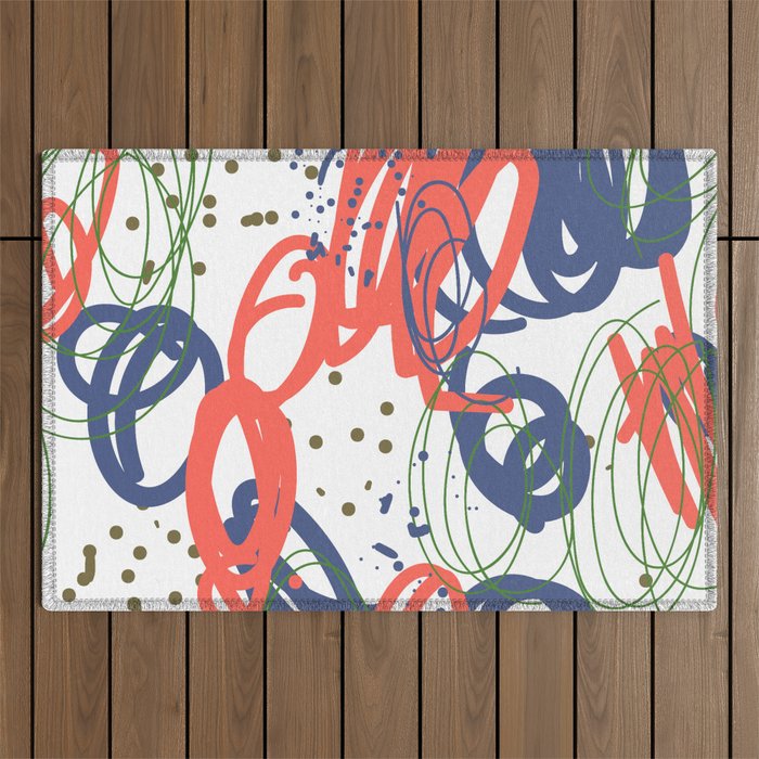 Modern Doodle Abstract Pattern Outdoor Rug