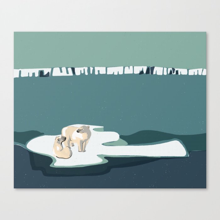 Polar bears on the ice Canvas Print