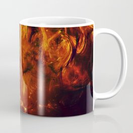 Molten Fire Burst Flames Black and Orange Abstract Artwork Coffee Mug