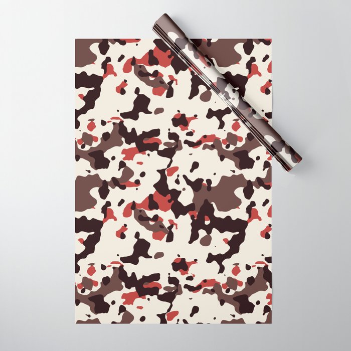 Borwn, Red and White Camouflage Wrapping Paper