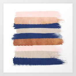 Stripes abstract minimalist painting bronze copper gold metallic stripe pattern decor nursery Art Print